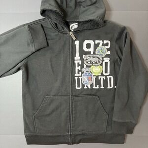 Ecko Unltd. Hoodie Youth Large Black Fleece Lined Y2K Grunge Outdoors